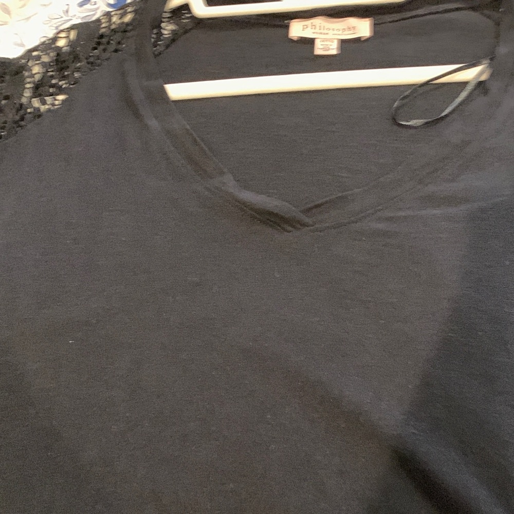 Philosophy Black Lace-Trimmed Blouse